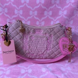 Juicy Couture Pink Quilted Shoulder Bag with Gold Charm